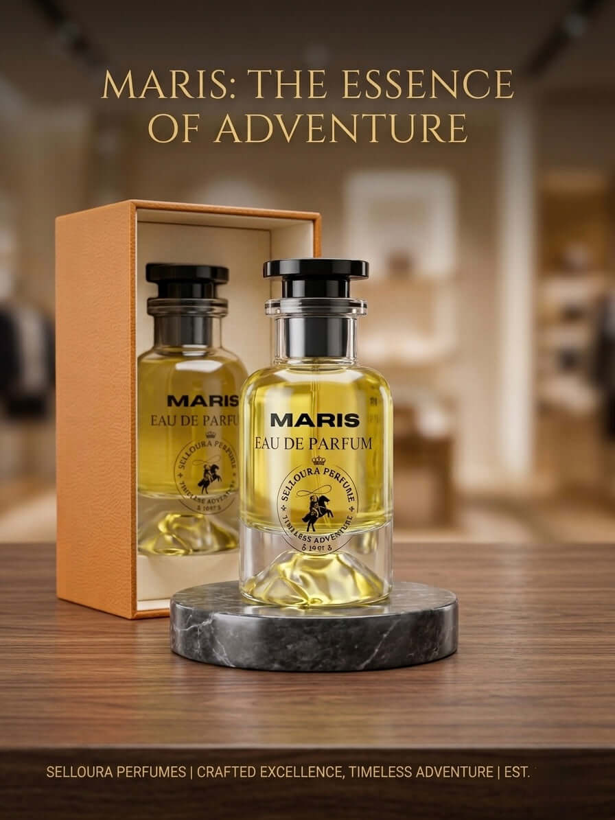 MARIS inspired by Immensite perfume bottle with elegant packaging showcasing oceanic adventure essence.